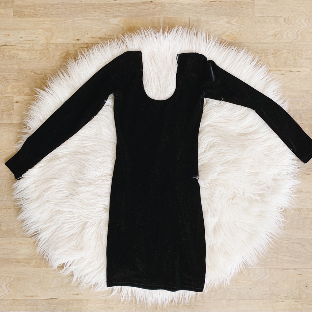 American Apparel || Black Velvet Scoop Back Dress